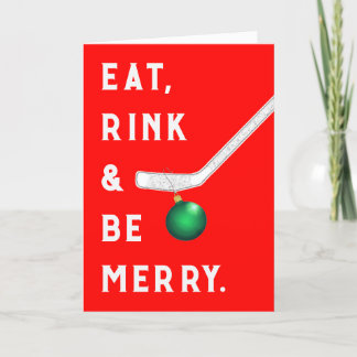 Cartes de Noël de hockey amusant