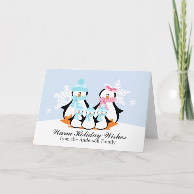 Cartes de Noël de la famille Penguin (Devant)