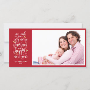 Cartes de Noël de la famille Rouge blanc foncé