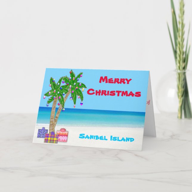 Cartes de Noël de l'île de Sanibel, personnalisabl (Devant)