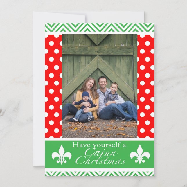 Cartes de Noël de Louisiane Cajun - Rouge et Vert (Devant)