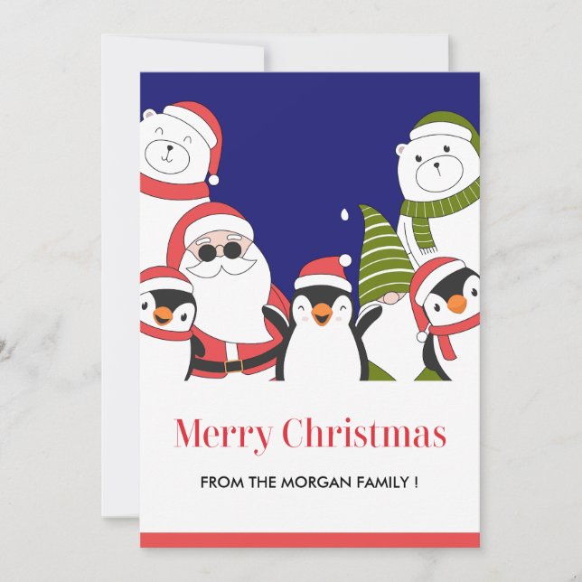 Cartes de Noël de l'ours polaire, Gnome Père Noël  (Devant)