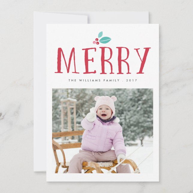 Cartes de Noël de Merry Holly Berries (Devant)