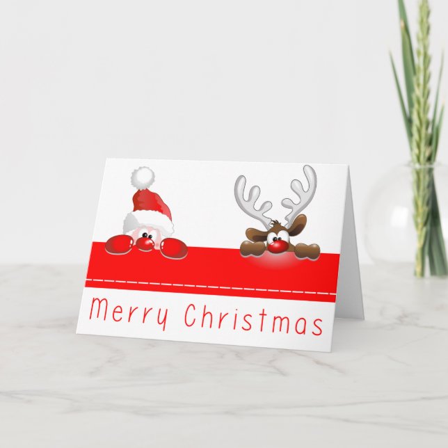 Cartes de Noël de Père Noël et Reindeer (Devant)