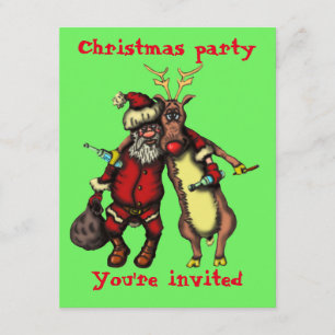 Cartes de Noël de Père Noël et Rudolph drunken