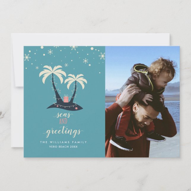Cartes de Noël de vacances de vacances de mer et d (Devant)