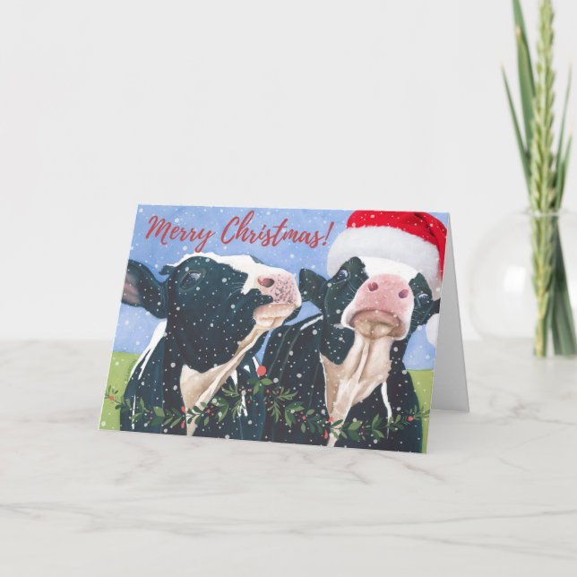 Cartes de Noël de vache (Devant)