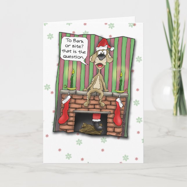 Cartes de Noël drôles : Chien de garde en service (Devant)