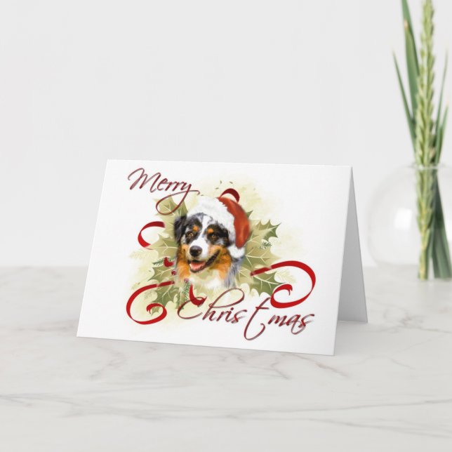 Cartes de Noël du berger australien (Devant)