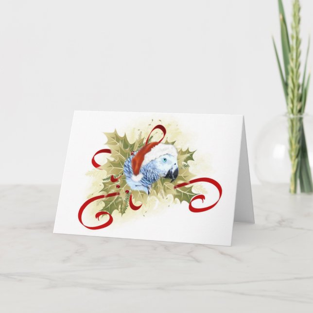 Cartes de Noël du perroquet gris d'Afrique (Devant)