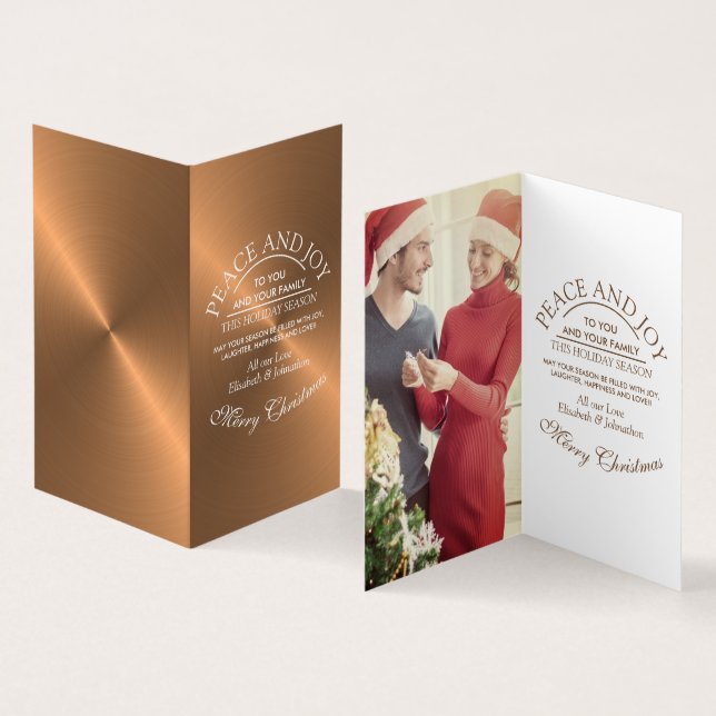 Cartes de Noël élégantes Rose Gold Photo (Intérieur et extérieur)