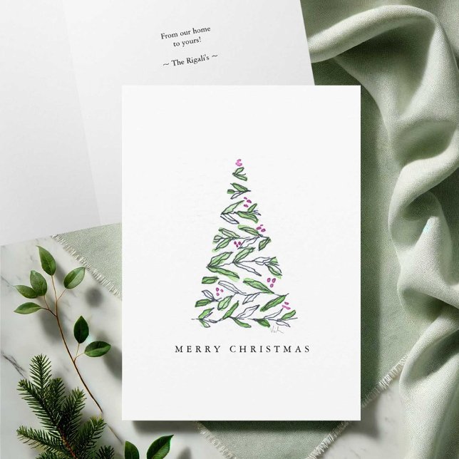 Cartes de Noël en aquarelle artistique (Watercolor Christmas cards ink and watercolor tree art by Victoria Grigaliunas of Do Tell A Belle)