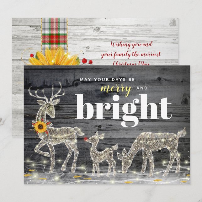 Cartes de Noël en bois rustiques de renne de (Devant / Derrière)
