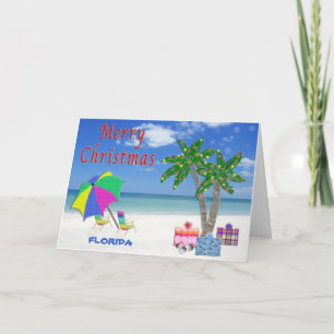 Cartes de Noël Floride Plage et palmiers