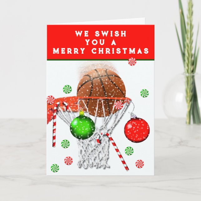 Cartes de Noël Funny Basketball (Devant)