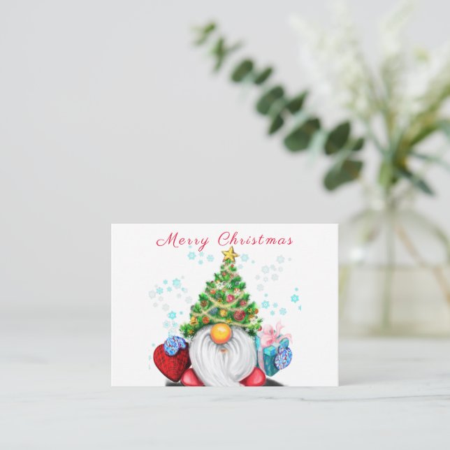 Cartes de Noël Gnome avec cadeaux (Debout devant)