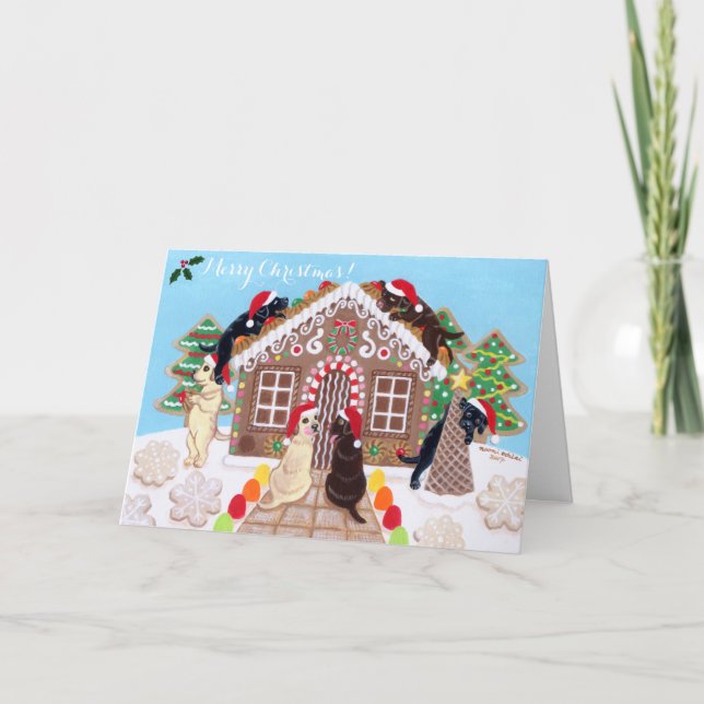 Cartes de Noël Labrador Ginger Bread House (Devant)