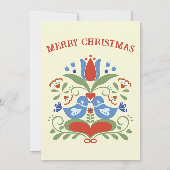 Cartes de Noël Lovebirds et Blossoms (Devant)