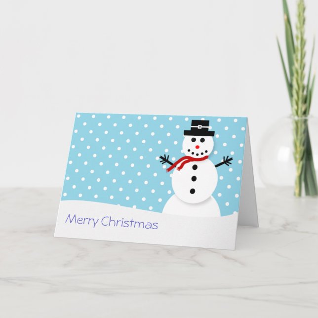 Cartes de Noël mignonnes de bonhomme de neige (Devant)