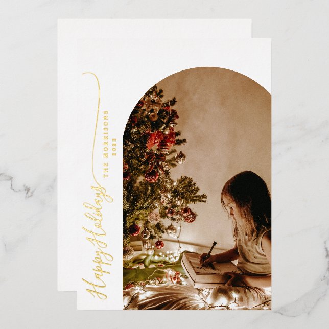 Cartes de Noël modernes « Joyeuses Fêtes » à 2 pho (Recto/Verso)