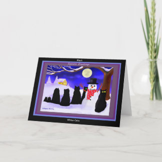 Cartes de Noël noires de chats d'hiver