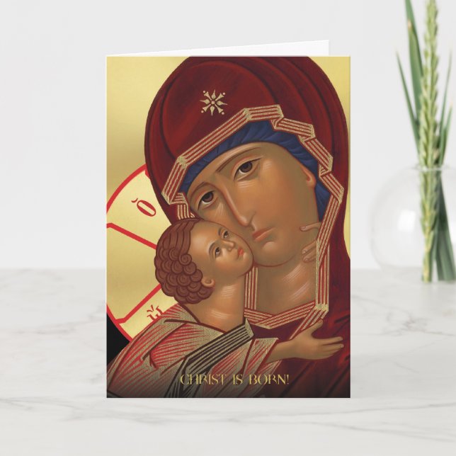 Cartes de Noël orthodoxes avec Vierge Marie (Devant)
