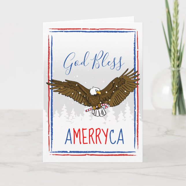 Cartes de Noël patriotiques | Aigle de vacances (Devant)