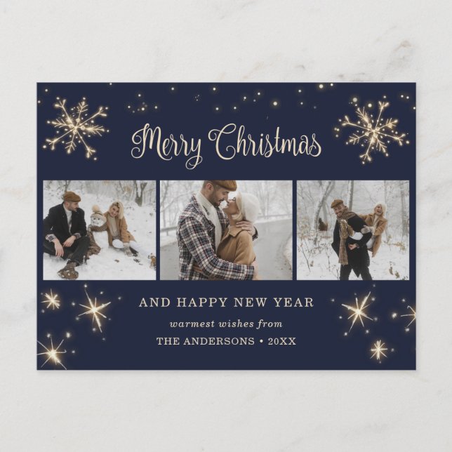 Cartes de Noël personnalisées Blue 3 avec photo Jo (Devant)