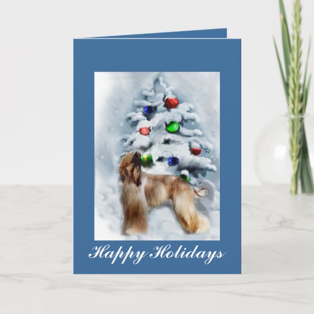 Cartes de Noël personnalisées de la Hound afghane (Devant)