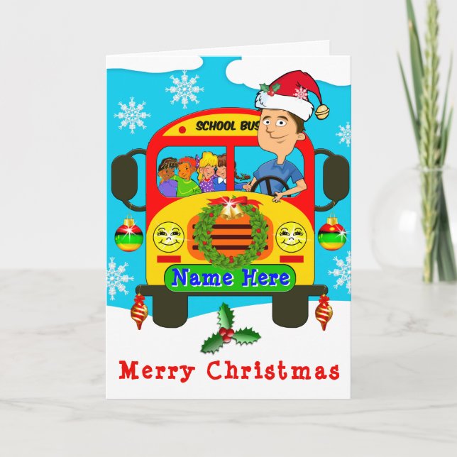 Cartes de Noël personnalisées pour chauffeur de bu (Devant)