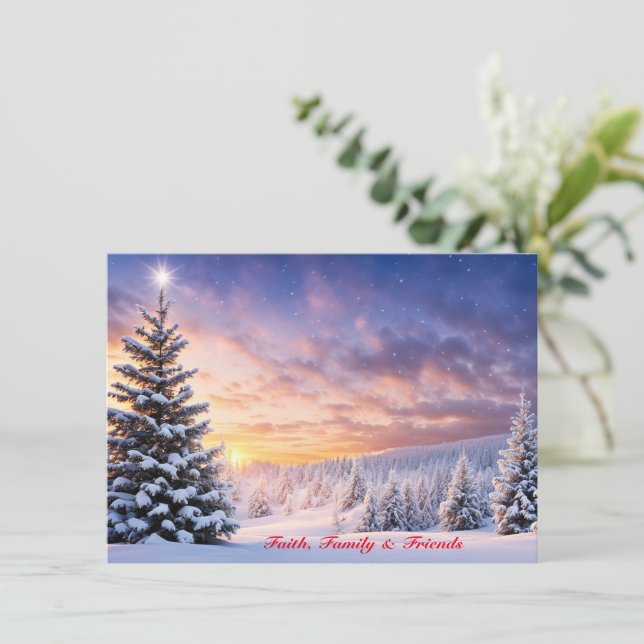 Cartes de Noël personnalisées uniques Noël blanc (Debout devant)