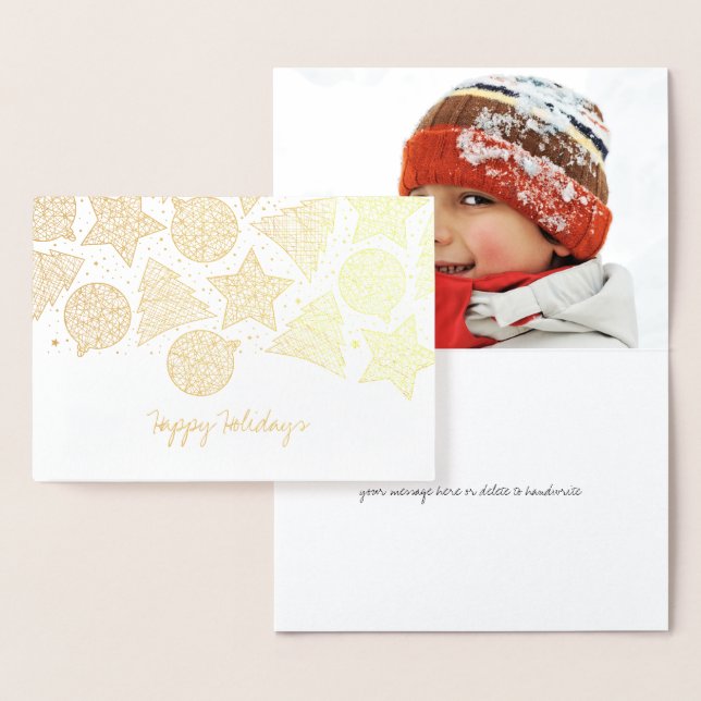 Cartes de Noël photo de vacances Etted Gold Foil (Affichage)