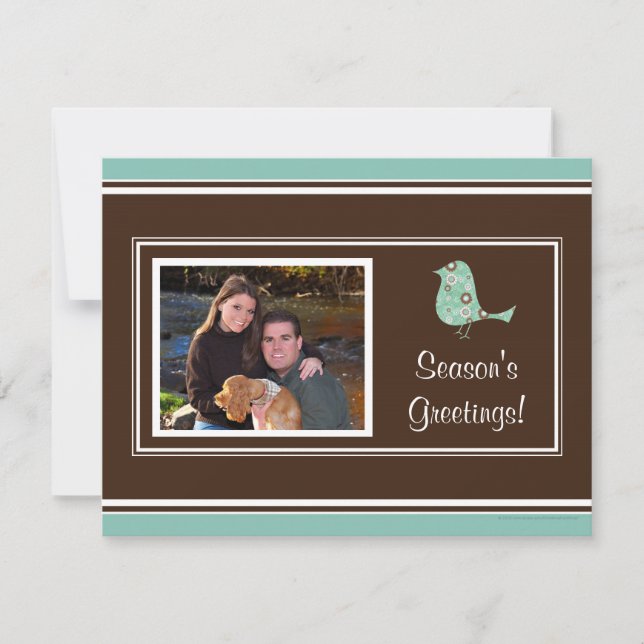 Cartes de Noël photo rétros de Birdie bleu et Brow (Devant)