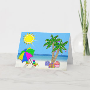 Cartes de Noël Plage, Palmiers Gourmands, Soleil