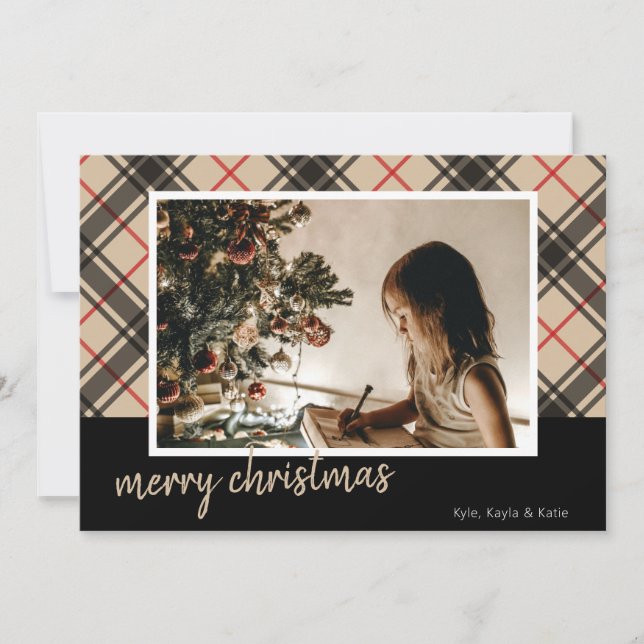 Cartes de Noël Plaid Joyeux Noël Multi Photo (Devant)