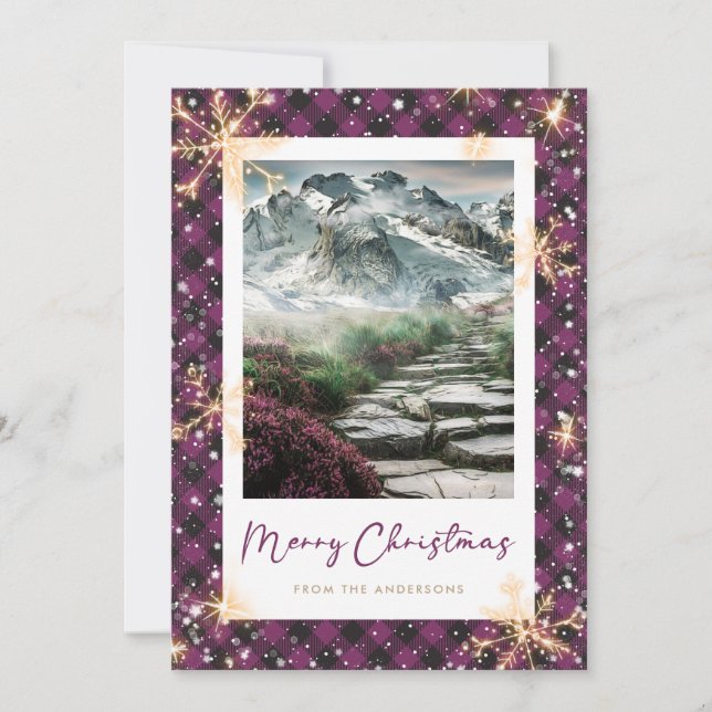 Cartes de Noël Plaid Mountain de Buffalo Violet (Devant)