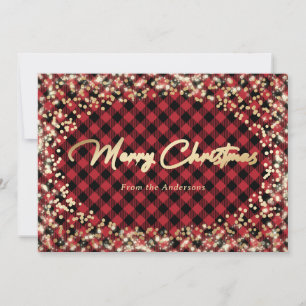 Cartes de Noël plaquées or brillant et Buffalo rou