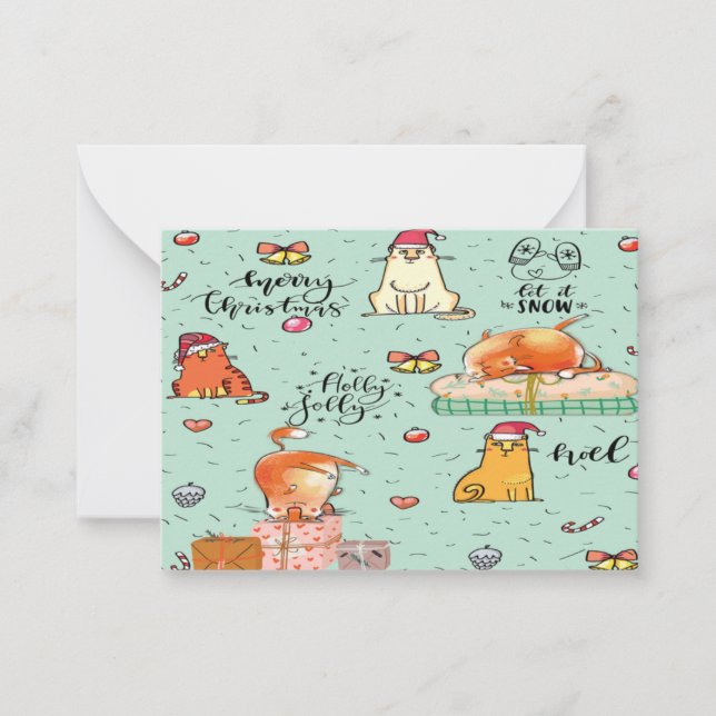Cartes de Noël pour chats amusantes (Devant)