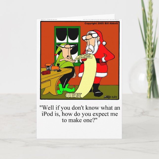Cartes de Noël pour Humour d'IPod Père Noël amusan (Devant)