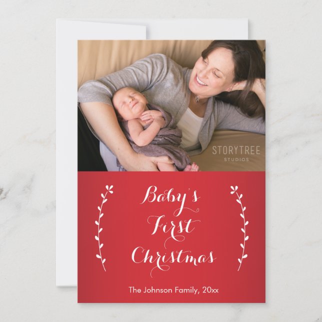 Cartes de Noël pour le premier Noël de bébé rouge (Devant)