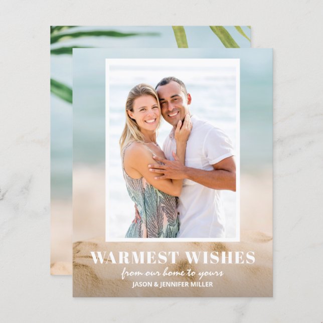 Cartes de Noël pour les photos de plage de sable e (Devant / Derrière)