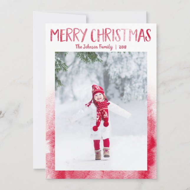 Cartes de Noël Red Watercolor (Devant)