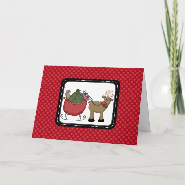 Cartes de Noël Reindeder & Sleigh Country (Devant)