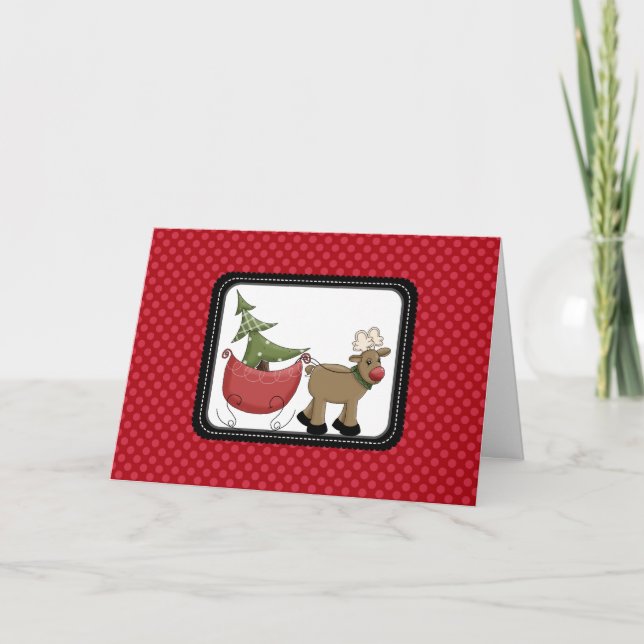 Cartes de Noël Reindeder & Sleigh Country (Devant)