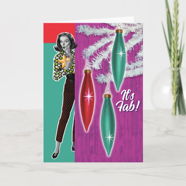 Cartes de Noël rétro de la fabuleuse mode des anné (Devant)