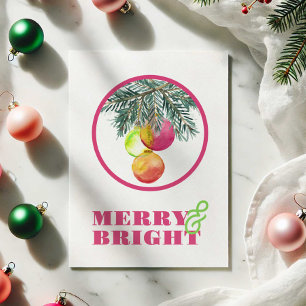 Cartes de Noël rose Aquarelle