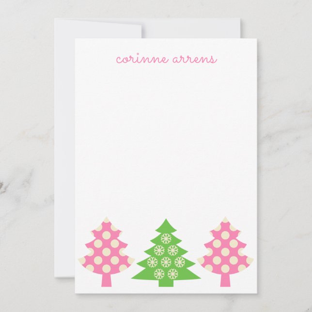 Cartes de Noël rose et vert (Devant)