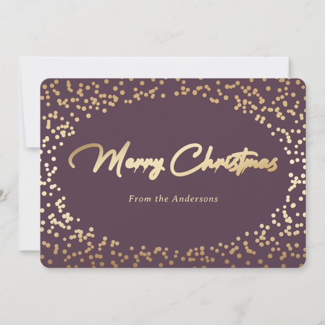 Cartes de Noël simples violet et or (Devant)