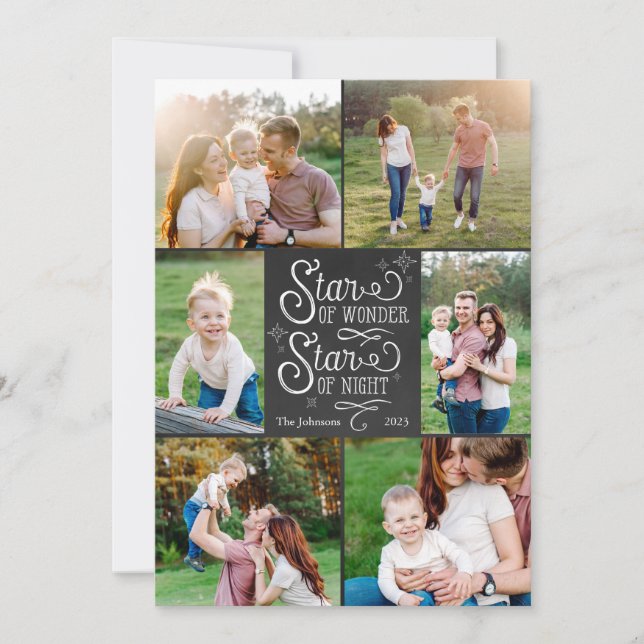 Cartes de Noël Star of Wonder avec six photos (Devant)