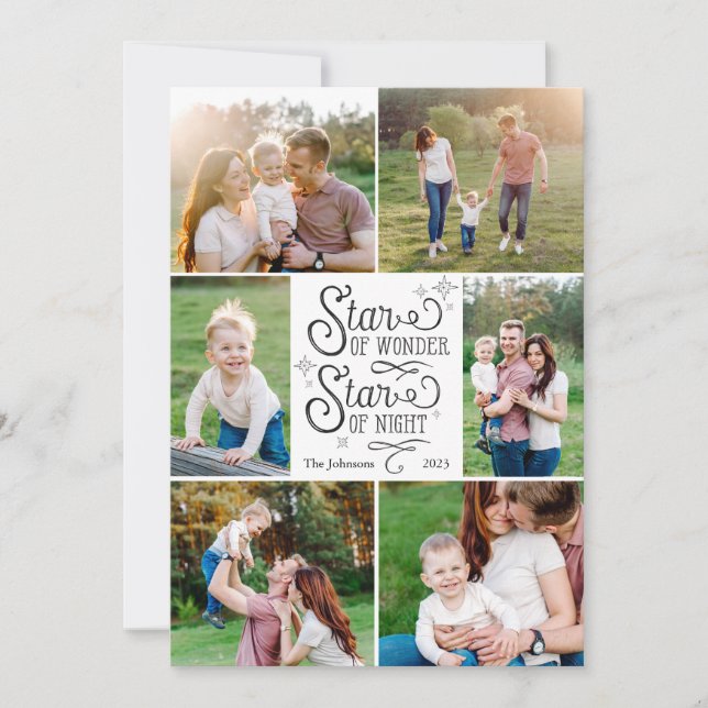 Cartes de Noël Star of Wonder avec six photos (Devant)